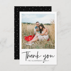 Modern Dots Black and White Thank You Script Photo