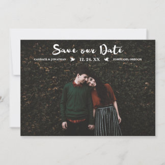 Modern Dots Brush Script Photo Save the Date