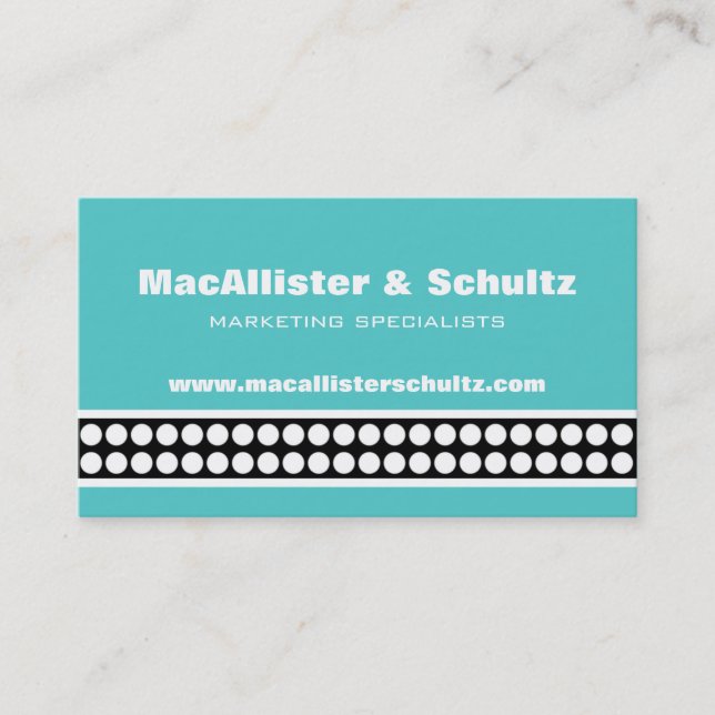 Modern Dots Business Card, Turquoise Business Card (Front)