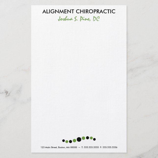 Modern Dots Chiropractic Stationery (Front)