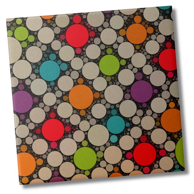 Modern Dots Contemporary Circles Tile (Contemporary Circles Modern Polka Dot Pattern Ceramic Tile)