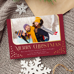 Modern Dots Foil Christmas Photo Card