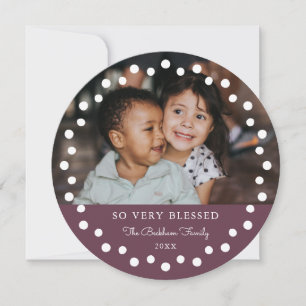 Modern Dots Frame Mauve Ornament 2 Photo Holiday Card