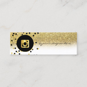 Modern, Dots, Gold Glitter Instagram Social Media Mini Business Card