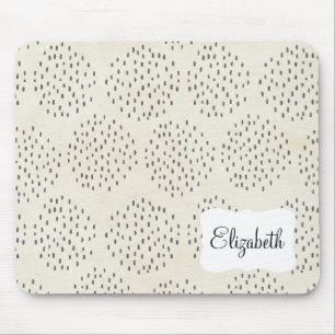 Modern Dots Ivory & Black Tiny Dot Print Mouse Mat