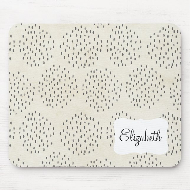 Modern Dots Ivory & Black Tiny Dot Print Mouse Mat (Front)