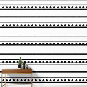 Modern dots Minimalist Black White Line Peel Stick Wallpaper