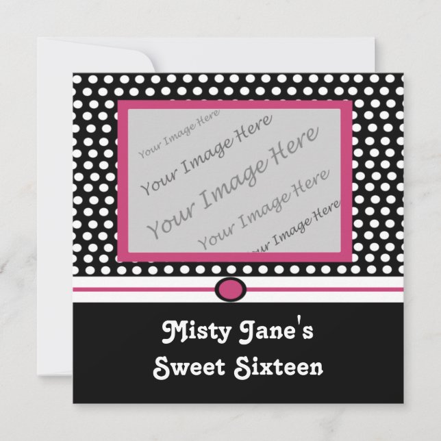 Modern Dots Sweet Sixteen Party Invitations (Front)