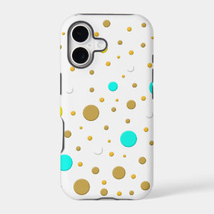 Modern Dots Turquoise Yellow White Gold Fun Design