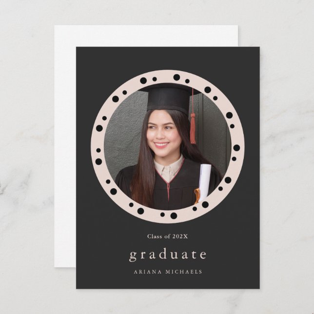 Modern Dotted Frame Photo Graduation Party Invite (Front/Back)