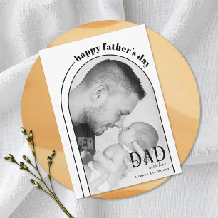 Modern double arch Happy Father's Day photo Holiday Card