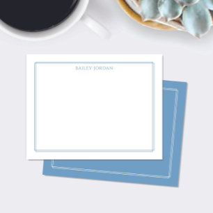 Modern Double Border Light Blue Stationery Card