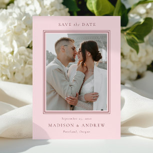 Modern Double Border Pink 2 Photo Wedding Save The Date