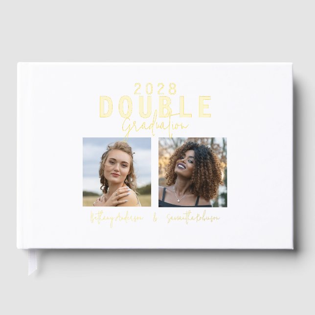 Modern Double Celebration Graduation Guest Book (Front)
