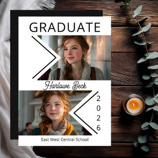 Modern Double Chevron Photo Graduation 2026 Announcement