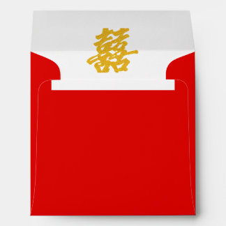 Modern Double Happiness Liner in Gold Glitter Envelopes