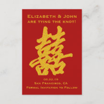 Modern Double Happiness Save the Date