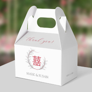 Modern Double Happiness Wedding Thank You Favour Box