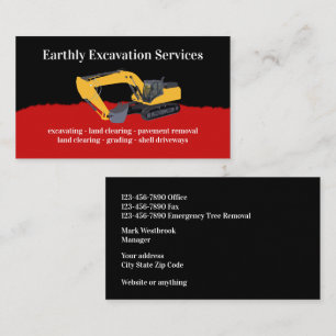 Modern Double Side Excavating Services Business Card