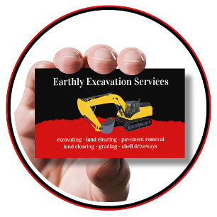 Modern Double Side Excavating Services Business Card