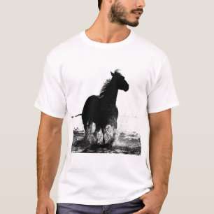 Modern Double Sided Design Running Horse Mens T-Shirt