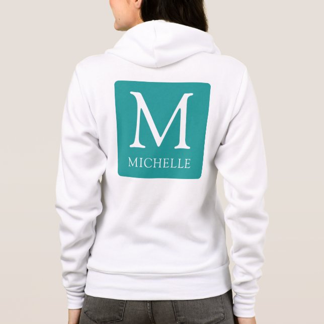 Modern Double Sided Name Monogram Womens Hoodie (Back)
