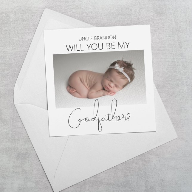 Modern Double Sided Photo Godfather Proposal Invitation (Creator Uploaded)