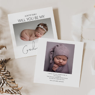 Modern Double Sided Photo Godmother Proposal Invitation