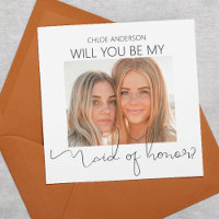 Modern Double Sided Photo Maid Of Honour Proposal
