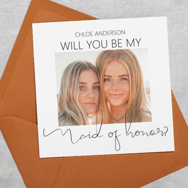 Modern Double Sided Photo Maid Of Honour Proposal Invitation (Creator Uploaded)