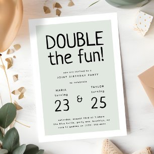 Modern 'Double the Fun' Joint Birthday Party Invitation