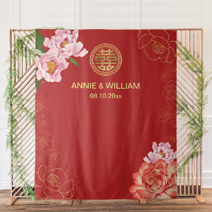 Modern Double Xi Chinese Wedding Prop Backdrop Tapestry