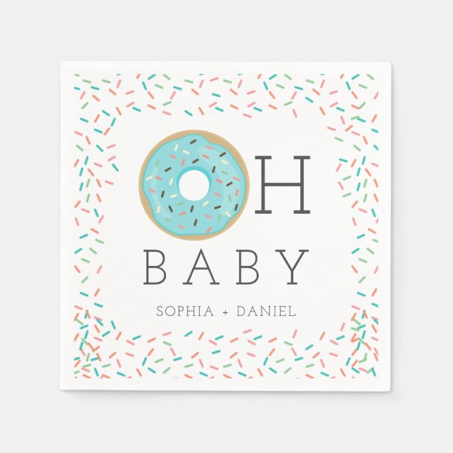 Modern Doughnut Baby Shower Cocktail Napkin (Front)