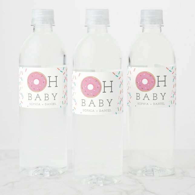 Modern Doughnut Baby Shower Water Bottle Labels (Bottles)