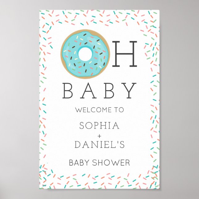 Modern Doughnut Baby Shower Welcome Sign (Front)