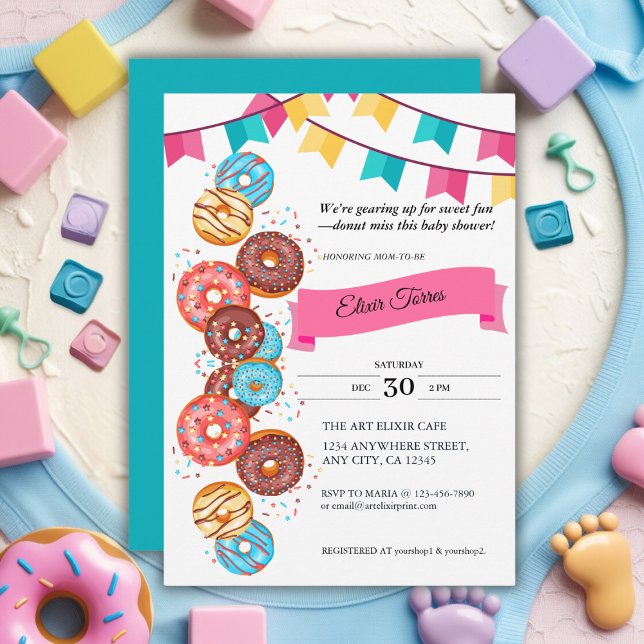 Modern Doughnut Baby Sprinkles Baby Shower Invitation (Creator Uploaded)