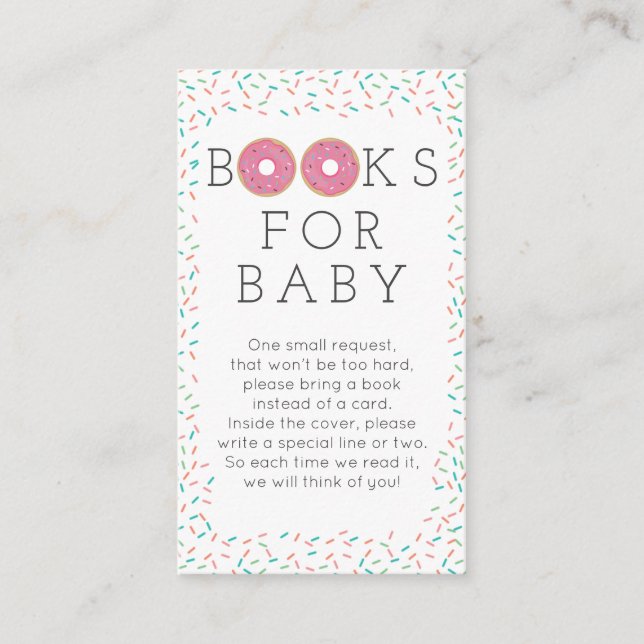 Modern Doughnut Book Request Baby Shower Card (Front)