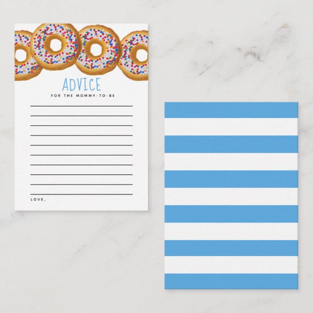 Modern Doughnut Boys Baby Shower Sprinkle Advice Card (Front/Back)