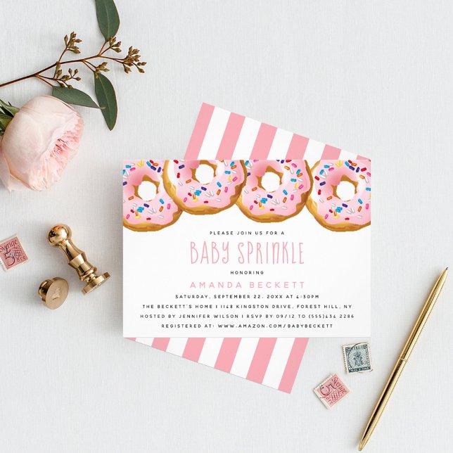 Modern Doughnut Girls Baby Shower Sprinkle Invitation (Creator Uploaded)