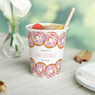 Modern Doughnut Girls Baby Shower Sprinkle Paper Cups