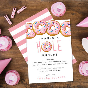 Modern Doughnut Girls Baby Shower Sprinkle Thank You Card