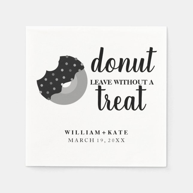 Modern Doughnut Leave Without a Treat Wedding Favo Napkin (Front)
