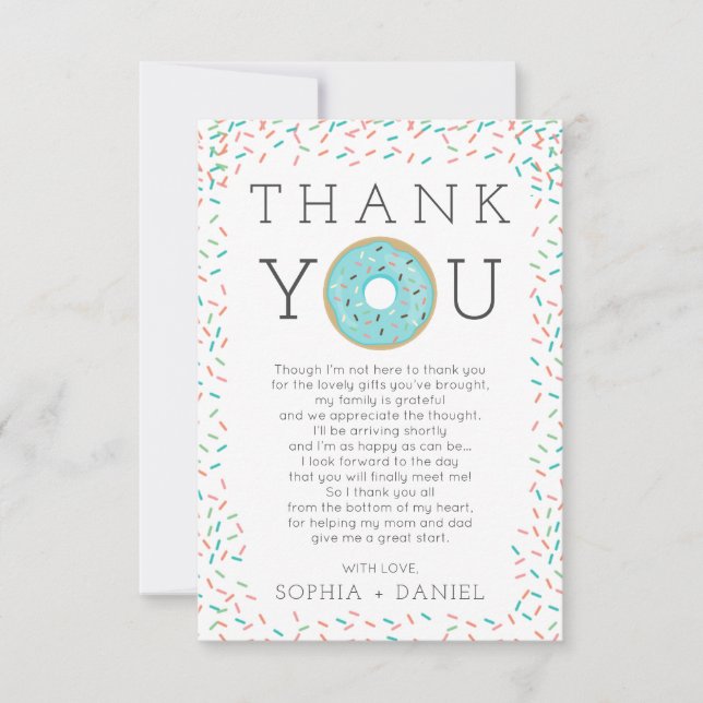 Modern Doughnut Sprinkles Baby Shower Thank You Ca Invitation (Front)