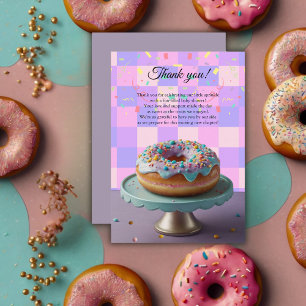 Modern Doughnut Sprinkles Chequered Baby Shower Thank You Card