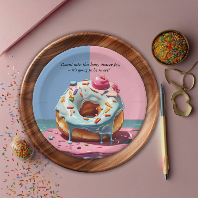 Modern Doughnut Sprinkles Gender Neutral Baby Show Paper Plate (Creator Uploaded)