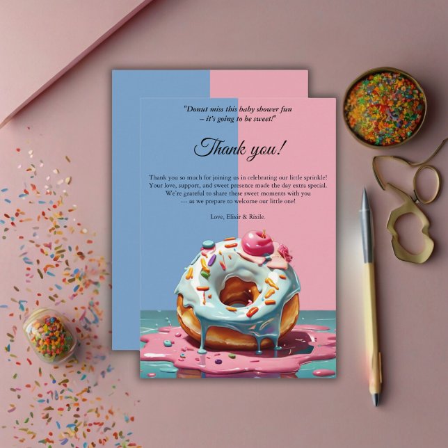 Modern Doughnut Sprinkles Gender Neutral Baby Show Thank You Card (Creator Uploaded)