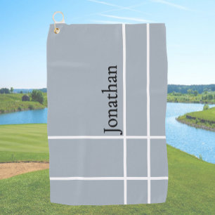 Modern dove grey black minimalist custom name golf towel