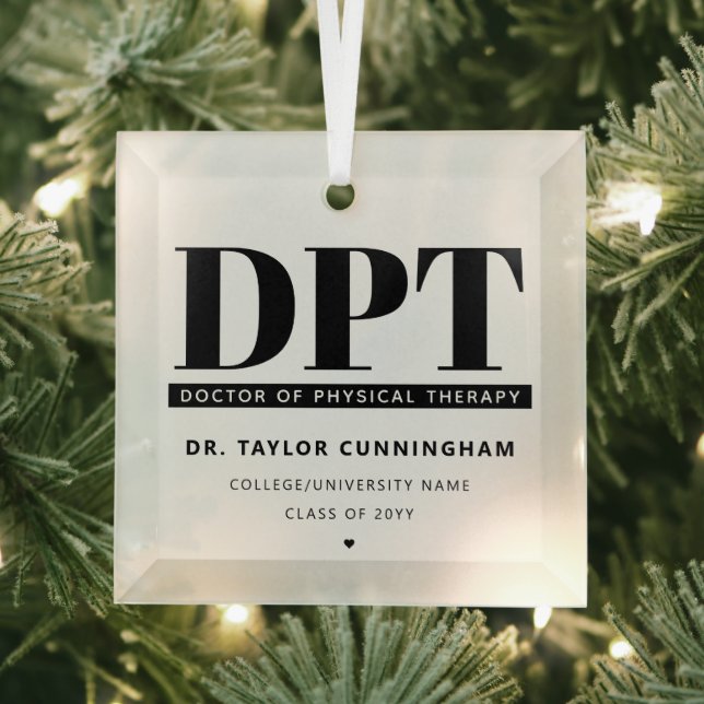 Modern DPT Doctor of Physical Therapy Graduation Glass Tree Decoration (Insitu)