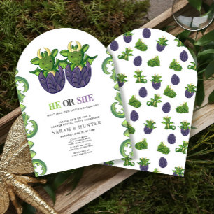 Modern Dragon He Or She Gender Reveal Baby Shower Invitation