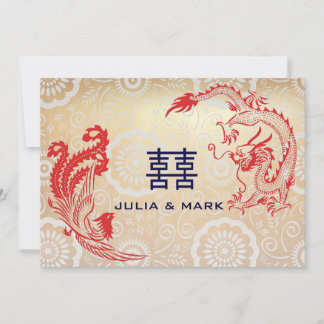 Modern Dragon-Phoenix Chinese Wedding Invitation